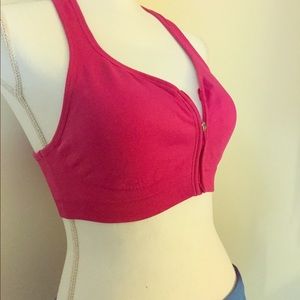 Jockey Front-Zip Sports Bra Hot Pink Sz Large EUC